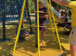 В Запорожье пьяные женщины с детьми сломали карусель на новой площадке