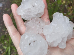 Град размером с ладонь попал на видео в Запорожье