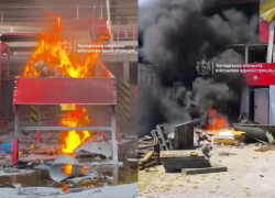 Появилось видео пожара в отделении «Новой почты» после удара БПЛА в Запорожье