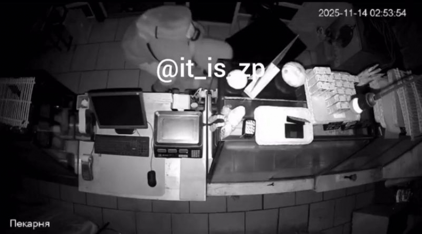 Момент кражи генератора из пекарни попал на видео во время отключения света в Запорожье